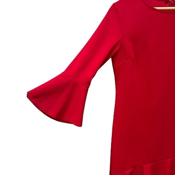 Lulus Red Ruffle Bodycon Mini Dress 3/4 Bell Sleeve Womens Size M‎ - Picture 6 of 9